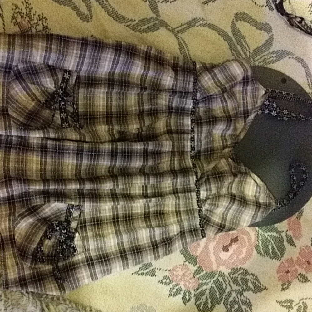 Decree plaid ruffly tank top blouse Size:LG